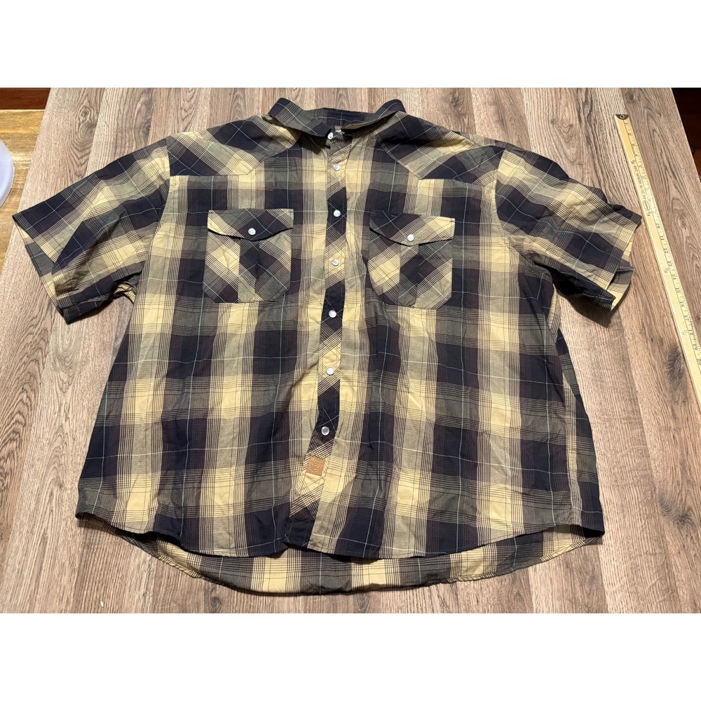Customized Version Shirt Men's Size 4XL Black Brown Green Plaid Button Up Shirt
